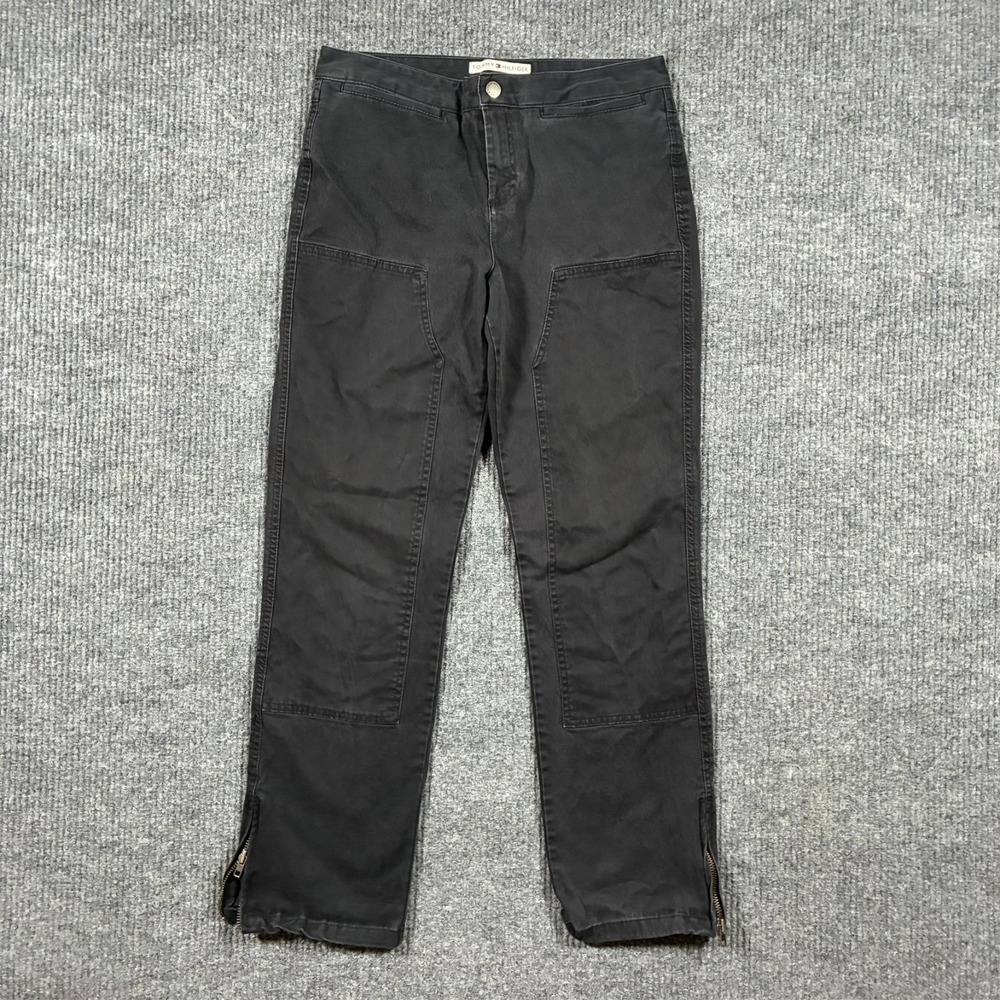 Tommy Hilfiger Womens Pants Size‎ 8 Black Stretch Zip Ankle Slim Fit Mid Rise